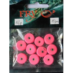 Вантаж вухатий для риболовлі, таблетка (ексцентрик) колір Silvereyes Pink, 10шт в уп., вага 12г